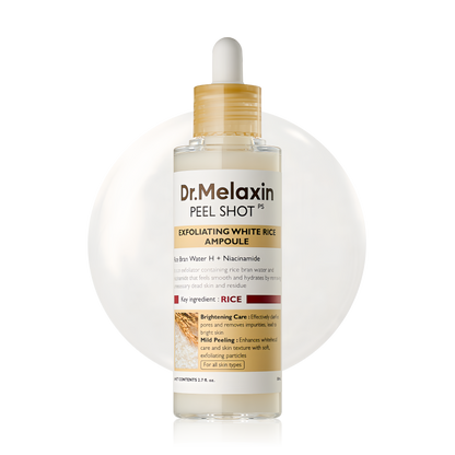 Dr.Melaxin White Rice Exfoliating Ampoule, Gentle Brightening Serum with Hyaluronic Acid
