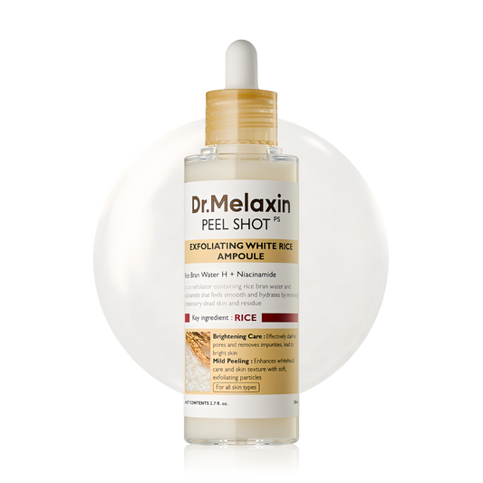 Dr.Melaxin White Rice Exfoliating Ampoule, Gentle Brightening Serum with Hyaluronic Acid