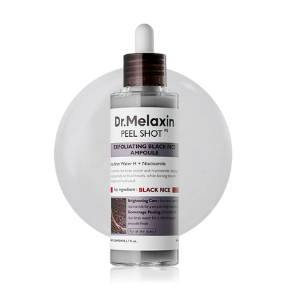 Dr.Melaxin Black Rice Exfoliating Ampoule, Pore & Blackhead Care Serum with AHA BHA