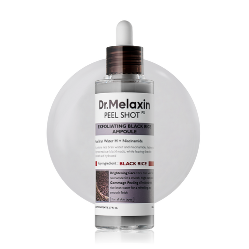 Dr.Melaxin Black Rice Exfoliating Ampoule, Pore & Blackhead Care Serum with AHA BHA