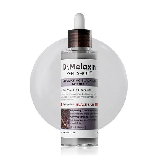 Dr.Melaxin Black Rice Exfoliating Ampoule, Pore & Blackhead Care Serum with AHA BHA